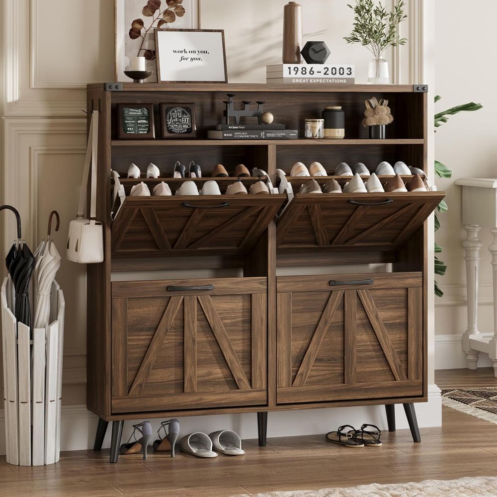 Shoe Rack Cabinet Narrow Entryway - Shoe Cabinet with 4 lip Ders,armhouse