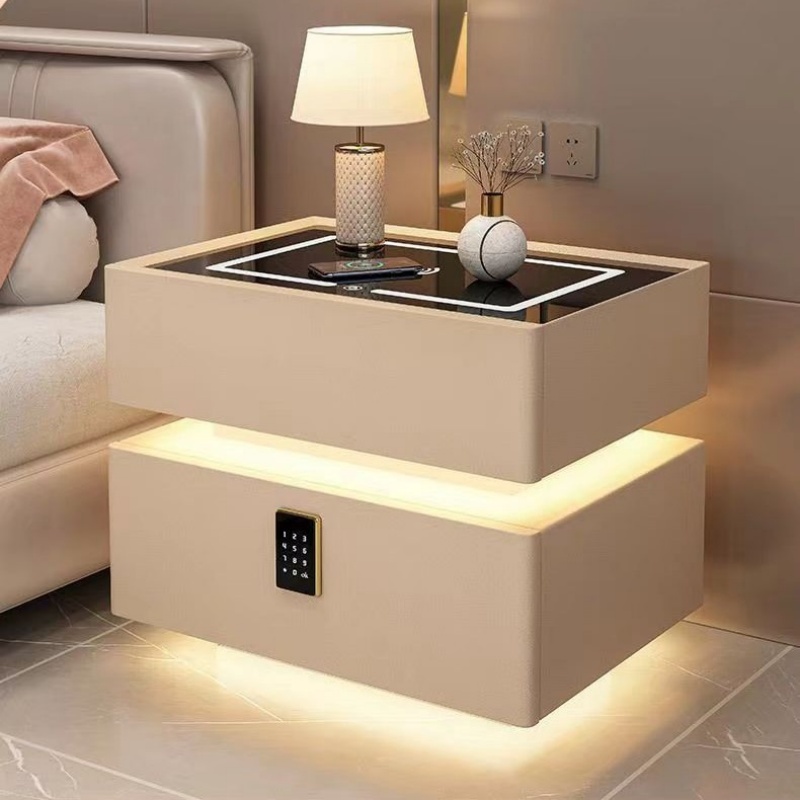 Solid Wood Nightstand 2 Drawers - Modern Style Solid Wood Bedside Table
