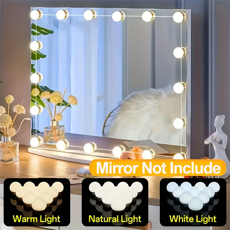 Dressing Table Vanity With Lighted Mirror - Hollywood Vanity Mirror Lights Kit with