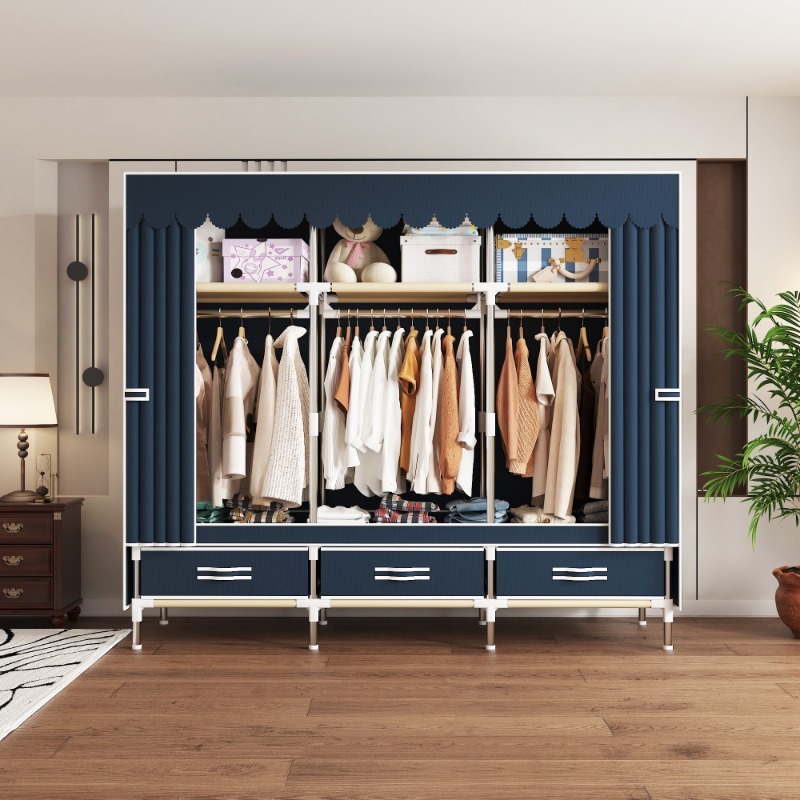 Wardrobe Closet Portable Fabric Cover - 65 Inch Fabric Closet with Drawers,
