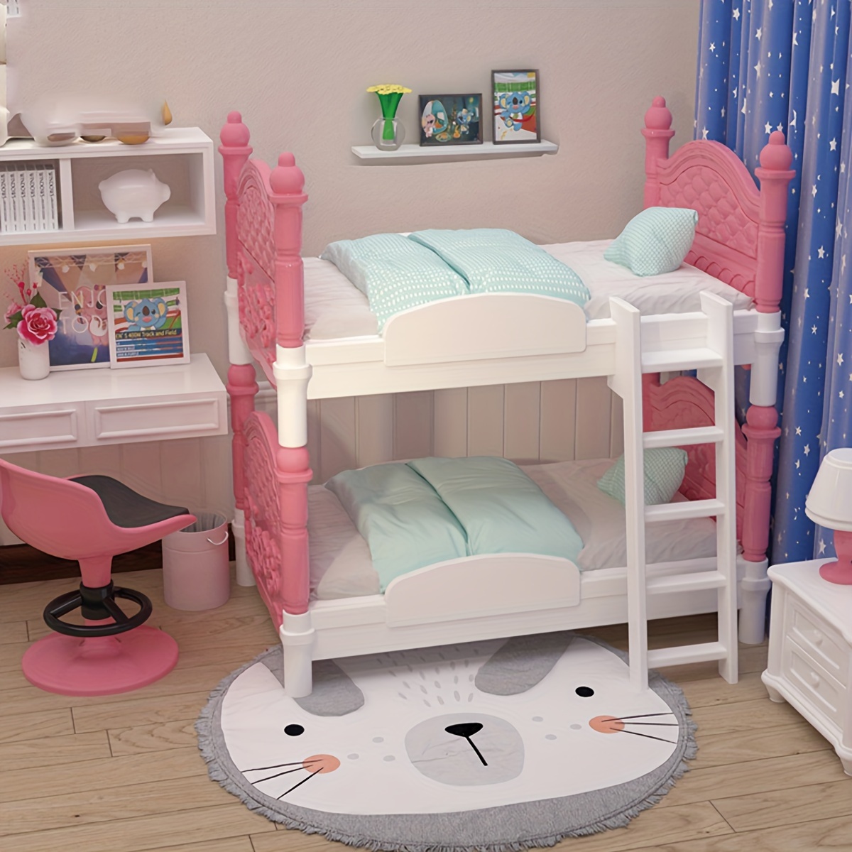 Bedroom Furniture - Miniature Dollhouse Double Bed Bedroom Decorative