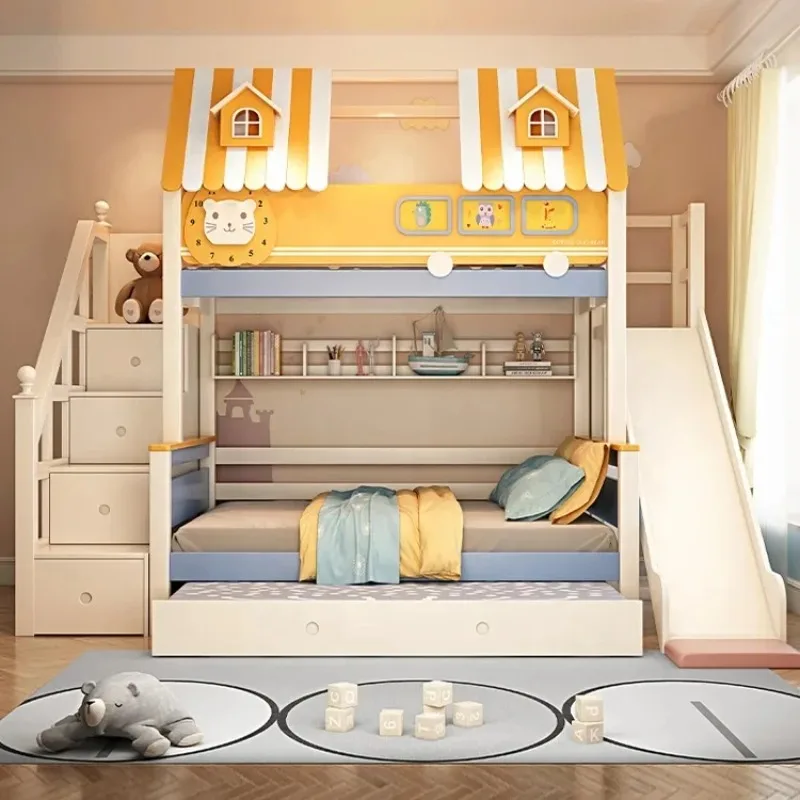 Furniture Wood Loft Kids room  - đánh giá và giá Bunk Bed With Stairs And Slide