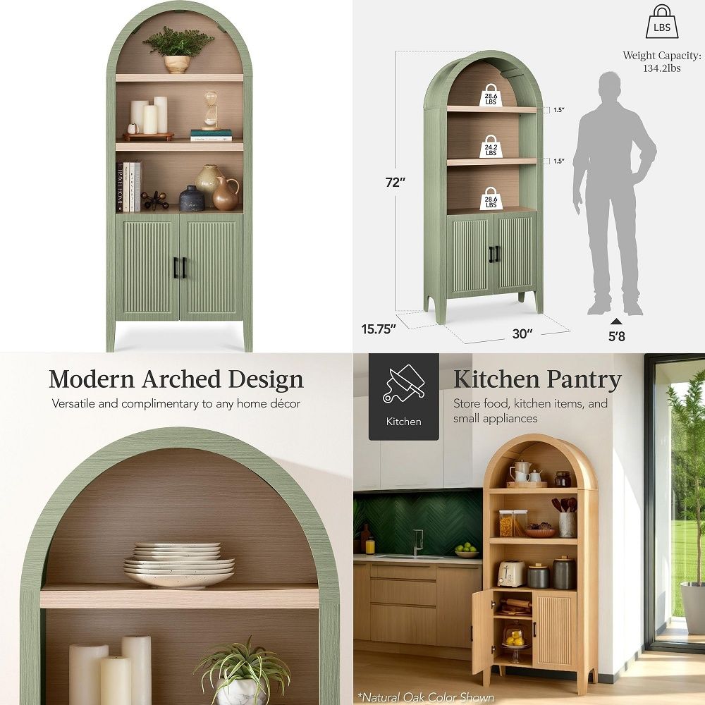 71 Tall Arched Kitchen Pantry, - đánh giá và giá Storage