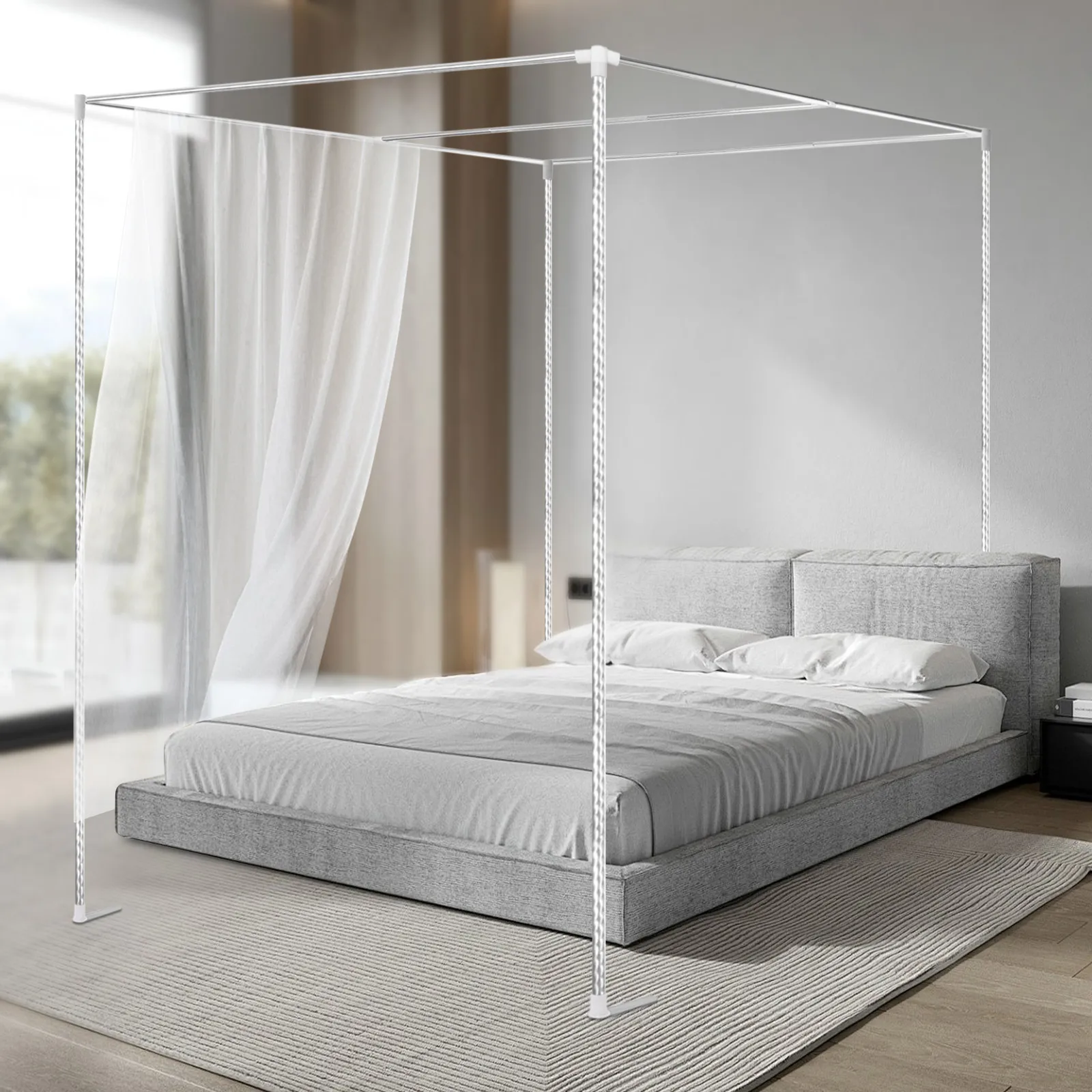 4 Corner Bedding Canopy Frame  - đánh giá và giá Canopy Bed Frame Metal Queen