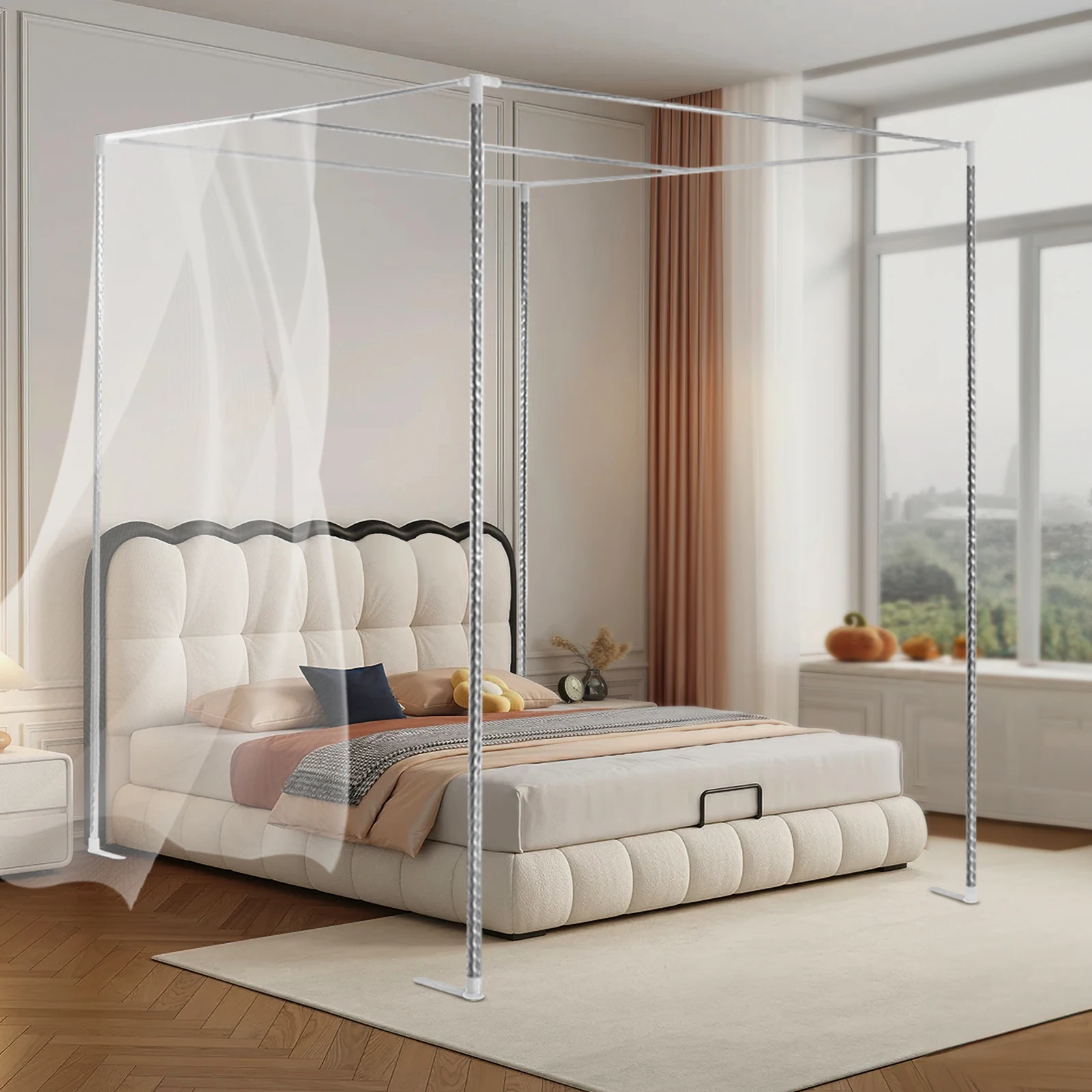 4 Corner Bedding Canopy Frame  - đánh giá và giá Canopy Bed Frame Metal Queen