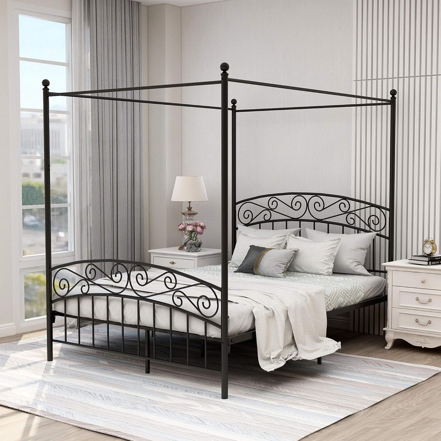 Queen Size Metal Canopy Bed Fr - đánh giá và giá Canopy Bed Frame Metal Queen