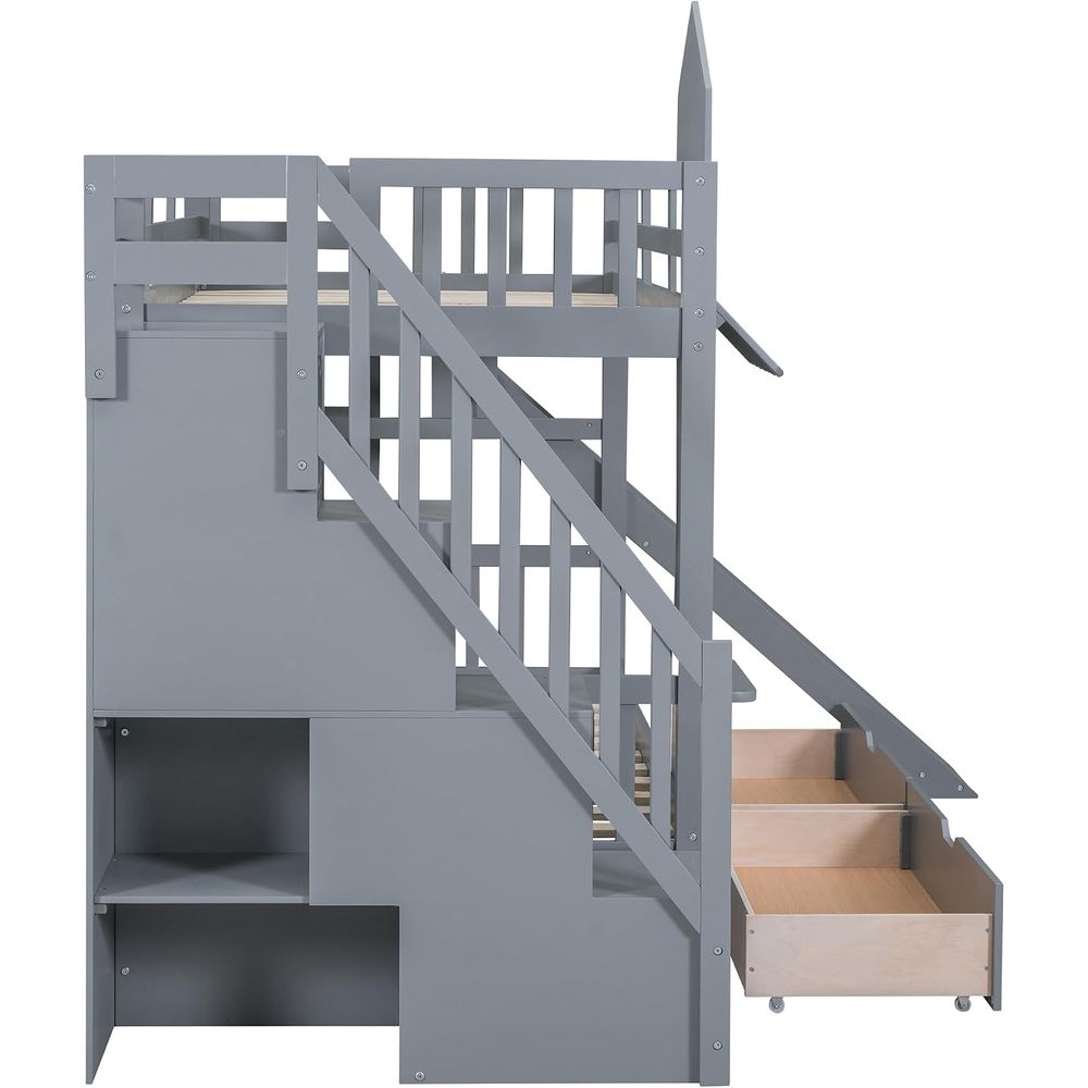 emave Kids Bunk Bed with Stair - đánh giá và giá Bunk Bed With Stairs And Slide
