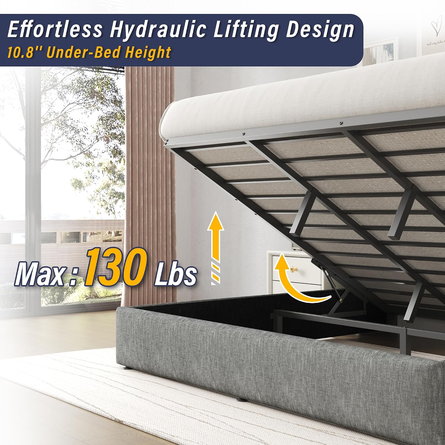 King Bed Frame Hydraulic Gas L - đánh giá và giá Gas Lift Storage Bed Hydraulic