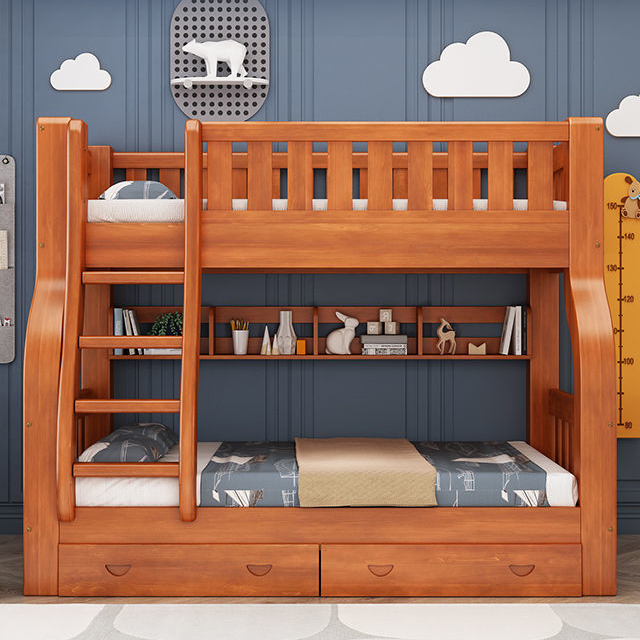 ko- Girls Adults Solid Wood Fr - đánh giá và giá Bunk Bed With Stairs And Slide