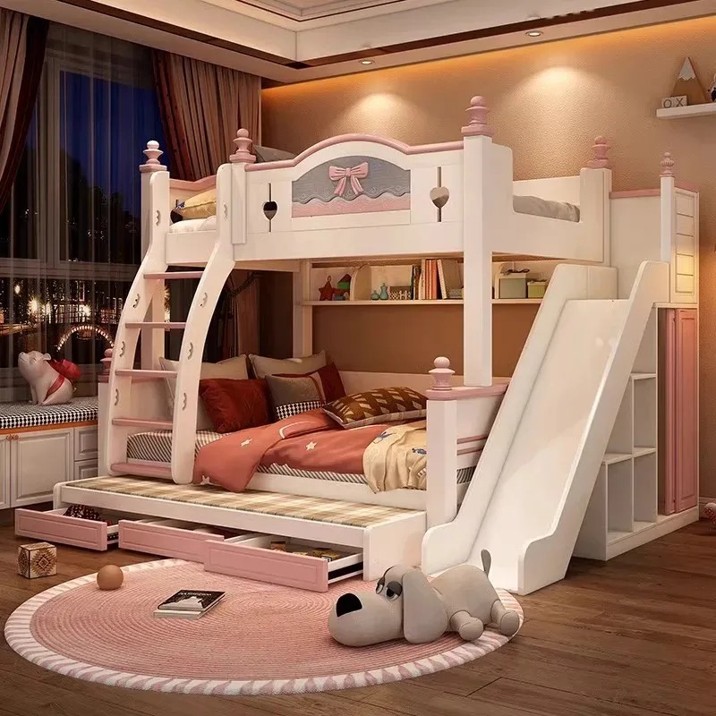 Cheap Customized Solid Wooden  - đánh giá và giá Bunk Bed With Stairs And Slide