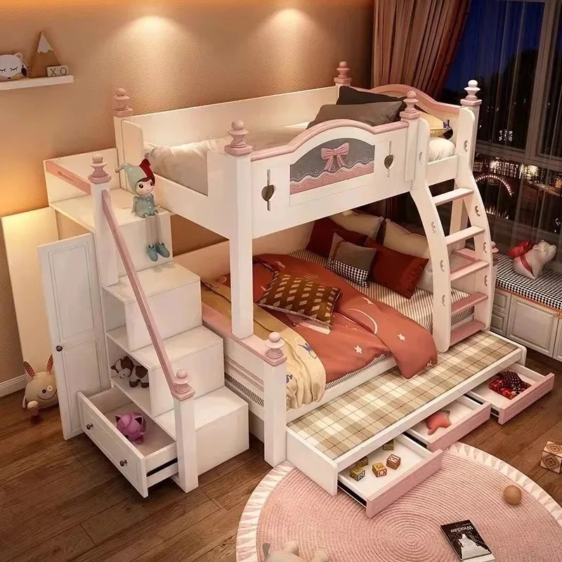 Cheap Customized Solid Wooden  - đánh giá và giá Bunk Bed With Stairs And Slide