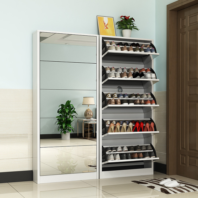 Modern Wooden Shoe Cabinet wit - đánh giá và giá Shoe Rack Cabinet Narrow Entryway