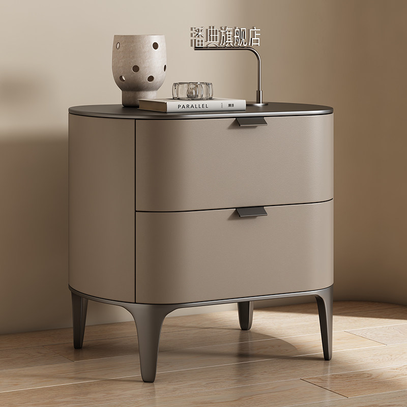 Luxury Nightstands Microfiber  - đánh giá và giá Solid Wood Nightstand 2 Drawers