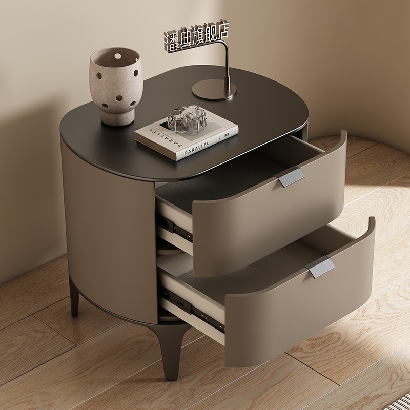 Luxury Nightstands Microfiber  - đánh giá và giá Solid Wood Nightstand 2 Drawers