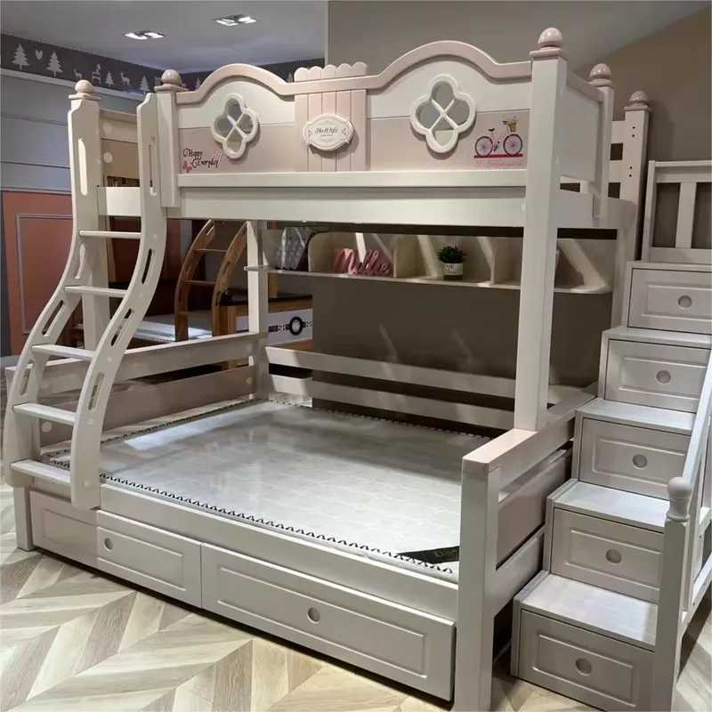 Modern Luxury Princess Kids Bu - đánh giá và giá Bunk Bed With Stairs And Slide