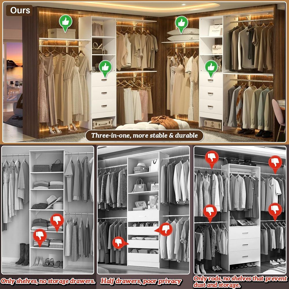 8T Closet System, 96'' Closet  - đánh giá và giá Bedroom Furniture
