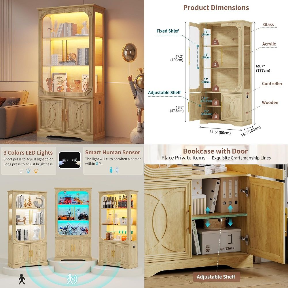Display Cabinet with Glass Doo - đánh giá và giá Storage