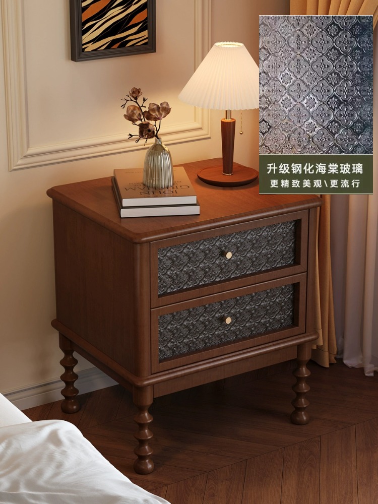 Vintage Nightstands Printed Gl - đánh giá và giá Solid Wood Nightstand 2 Drawers