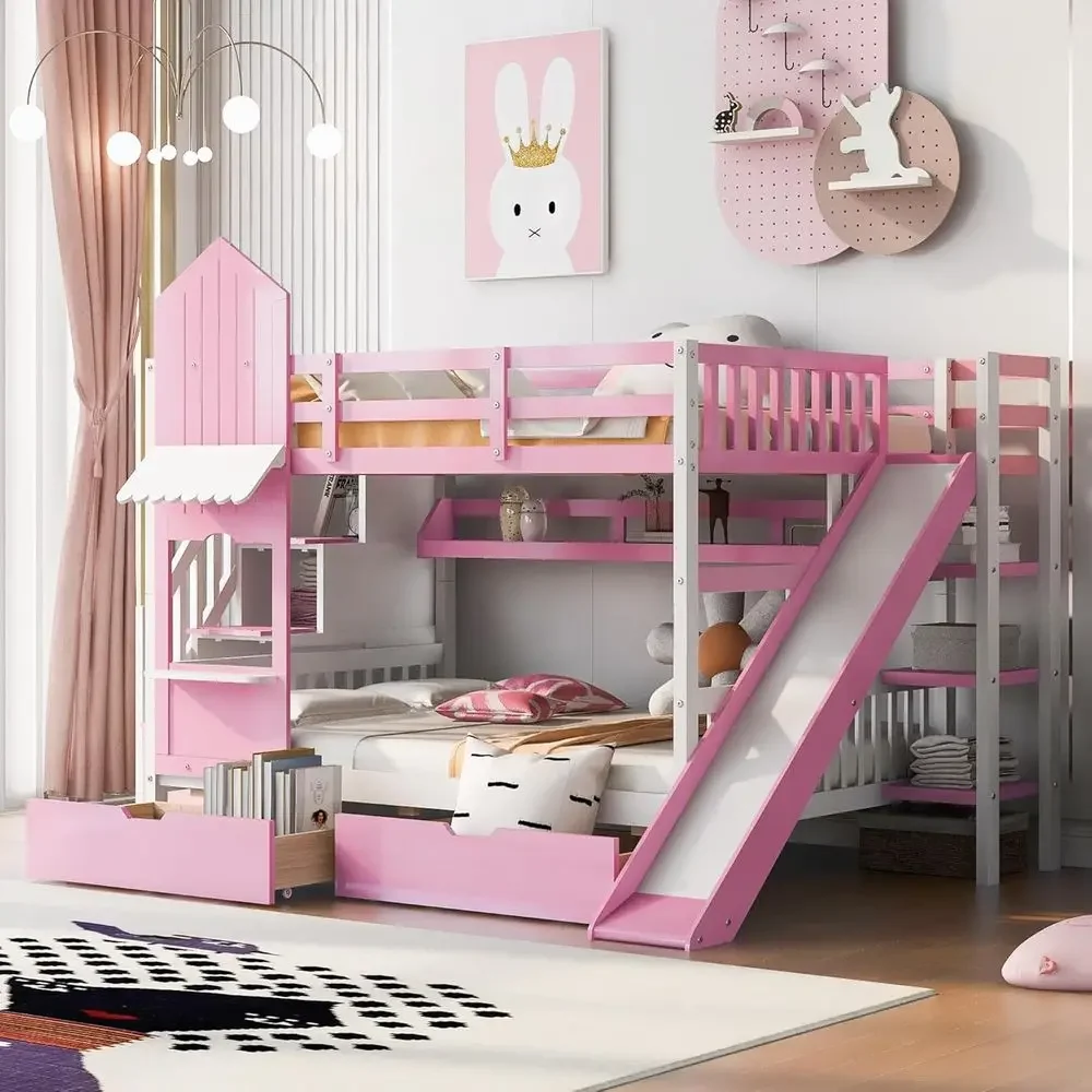 Kids Bunk Bed with Stairs, Sli - đánh giá và giá Bunk Bed With Stairs And Slide