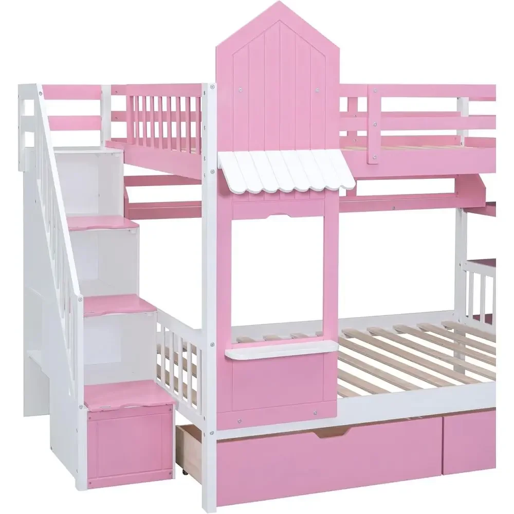 Kids Bunk Bed with Stairs, Sli - đánh giá và giá Bunk Bed With Stairs And Slide