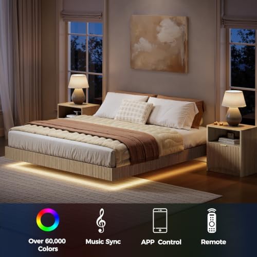 Bedroom Set, Queen Floating Be - đánh giá và giá Floating Nightstand With Led Light