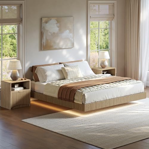 Bedroom Set, Queen Floating Be - đánh giá và giá Floating Nightstand With Led Light