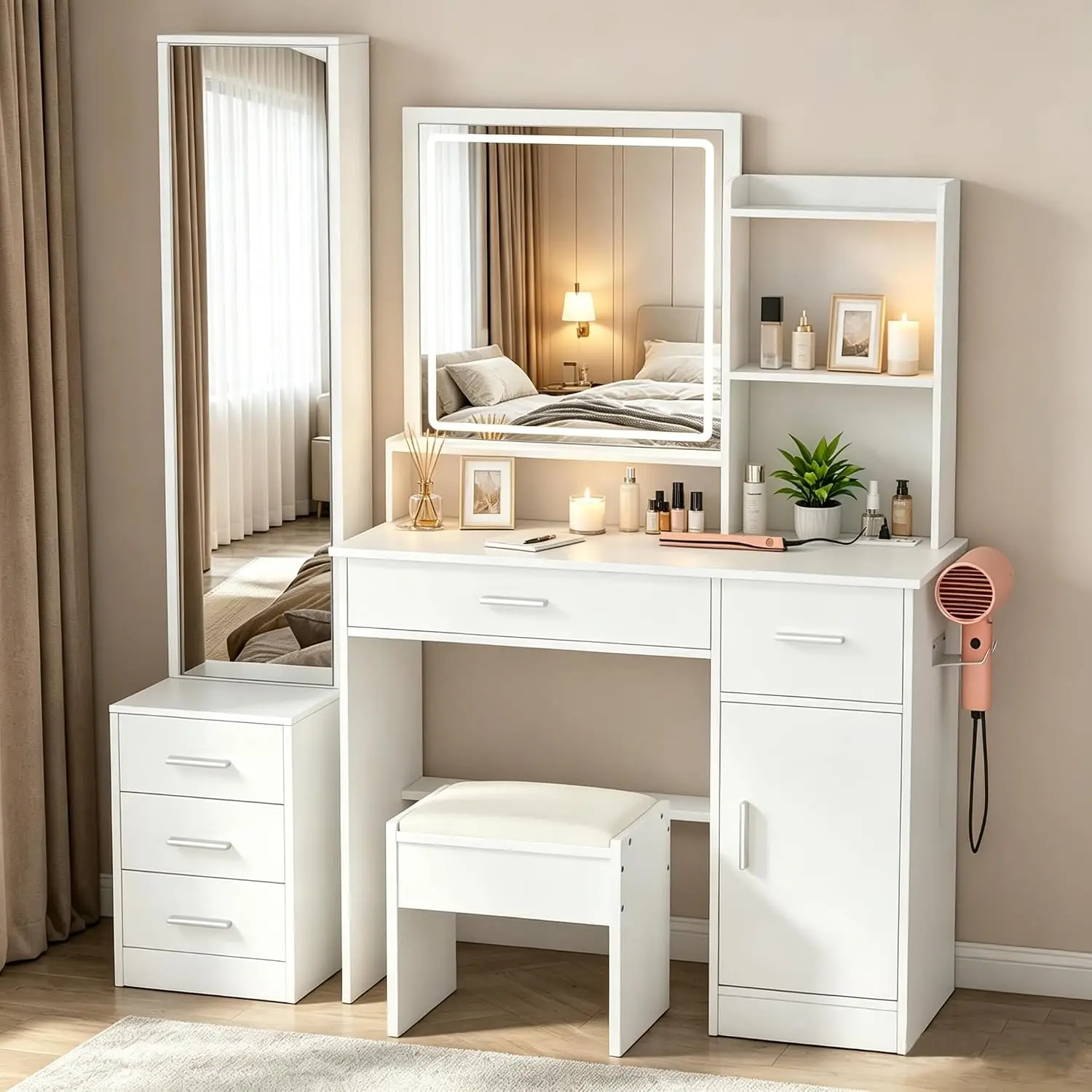 INTERGREAT Makeup Vanity with  - đánh giá và giá Dressing Table Vanity With Lighted Mirror