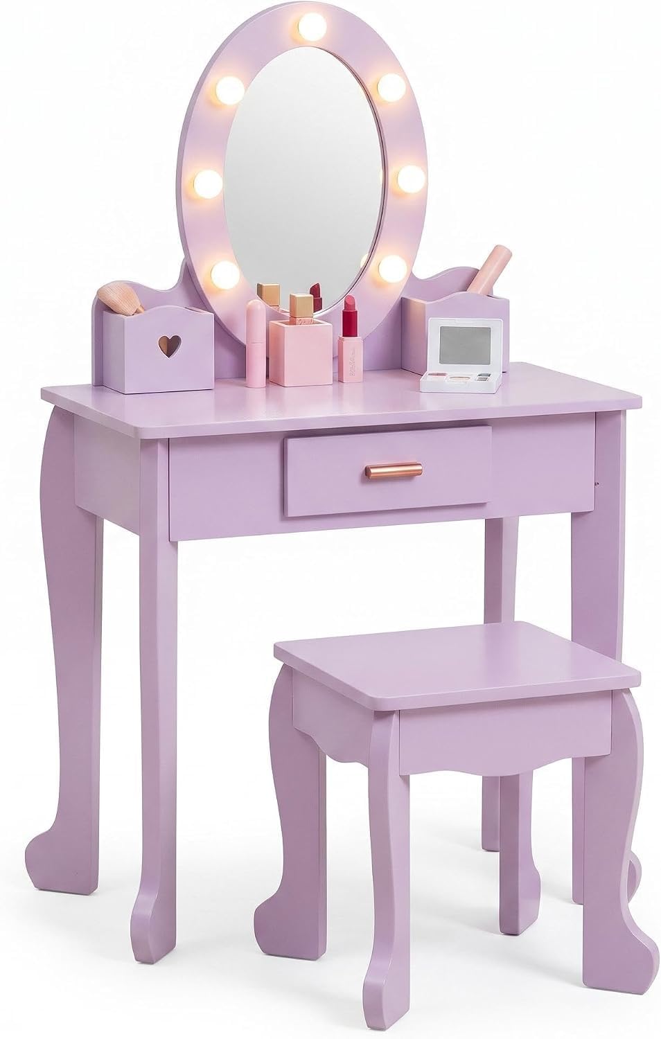 Kids Dressing Table and Stool  - đánh giá và giá Dressing Table Vanity With Lighted Mirror