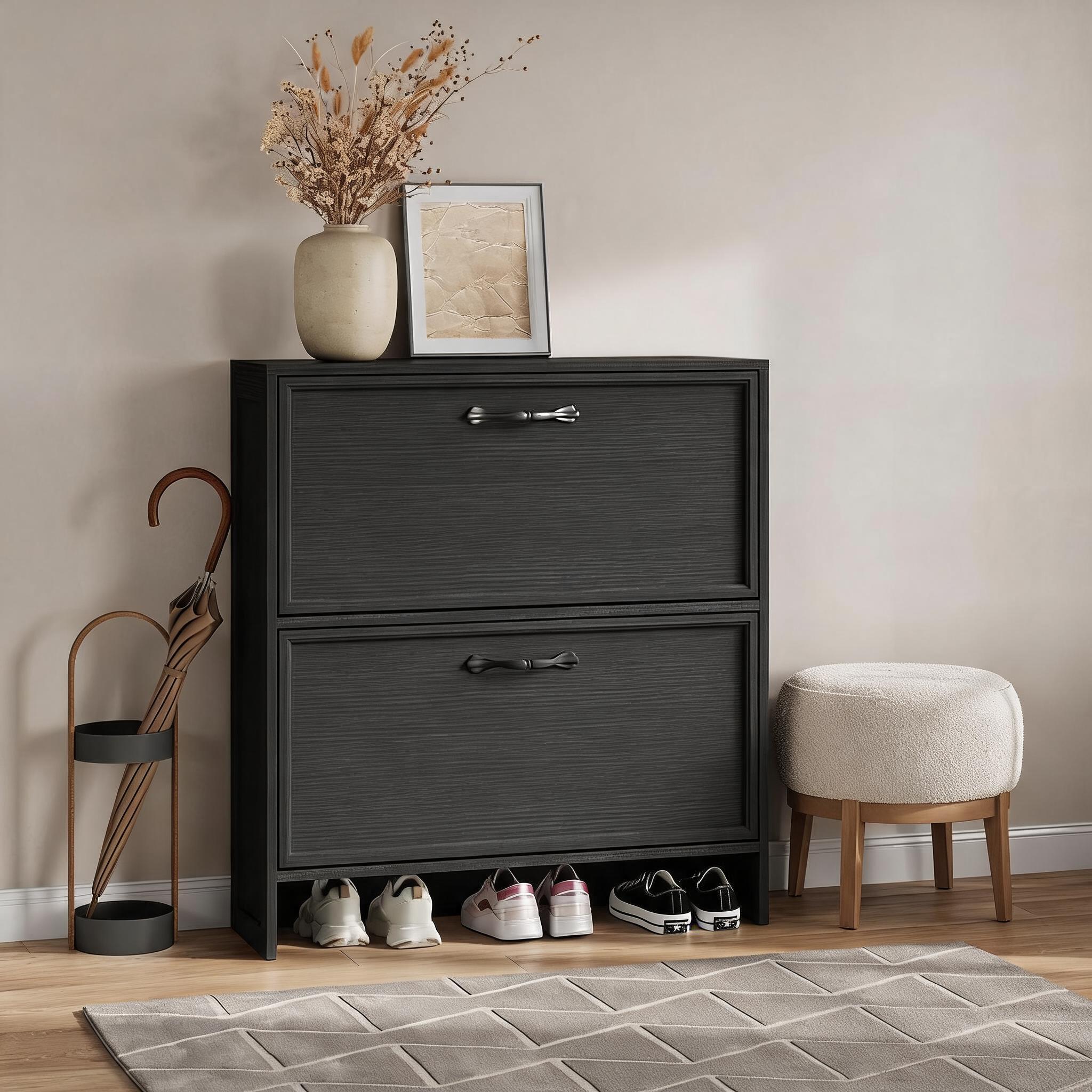 2 Flip Drawer Shoe Cabinet Wit - đánh giá và giá Shoe Rack Cabinet Narrow Entryway