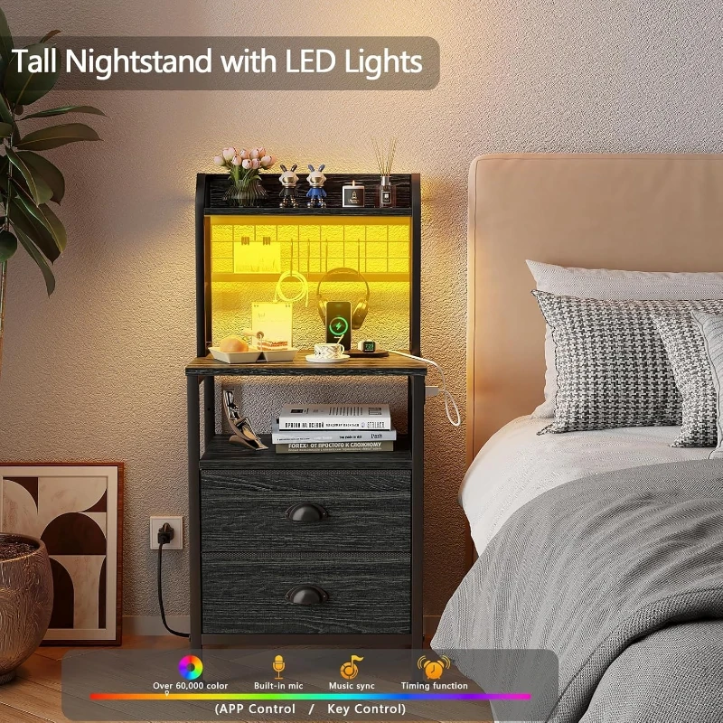 40'' Tall Nightstand With Char - đánh giá và giá Solid Wood Nightstand 2 Drawers