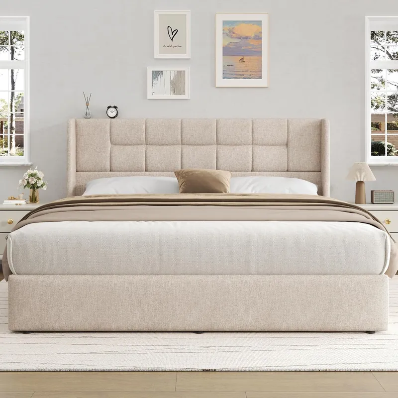 Bed Frame with Hydraulic Gas L - đánh giá và giá Gas Lift Storage Bed Hydraulic