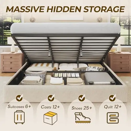 King Size Lift Up Storage Bed  - đánh giá và giá Gas Lift Storage Bed Hydraulic