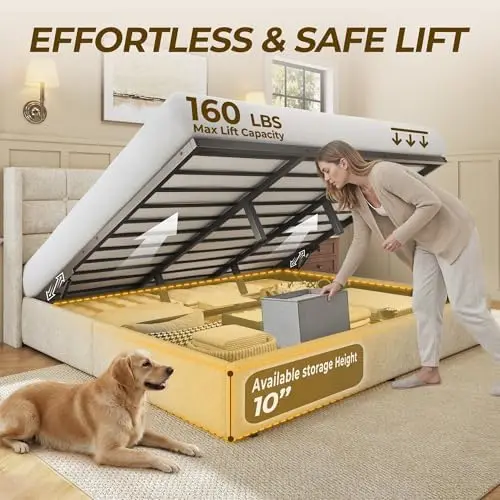 King Size Lift Up Storage Bed  - đánh giá và giá Gas Lift Storage Bed Hydraulic