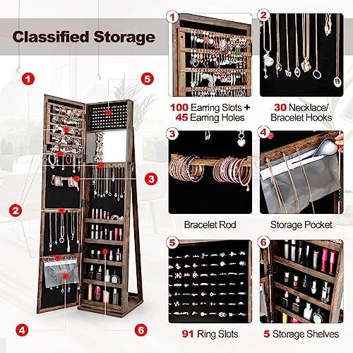 Jewelry Armoire with Full Leng - đánh giá và giá Full Length Mirror Jewelry Armoire