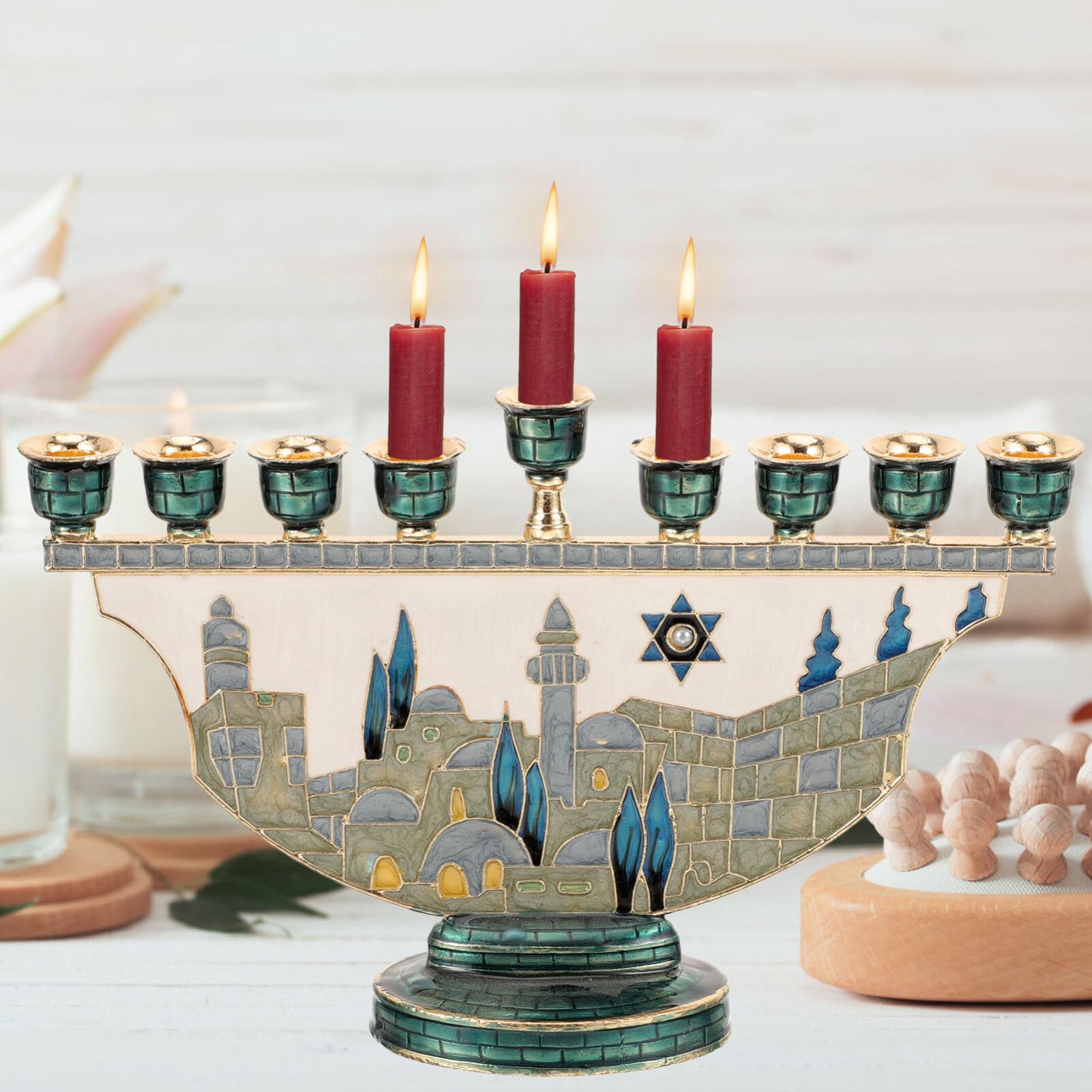 9 Branch Hanukkah Menorah Jeru - đánh giá và giá Tables