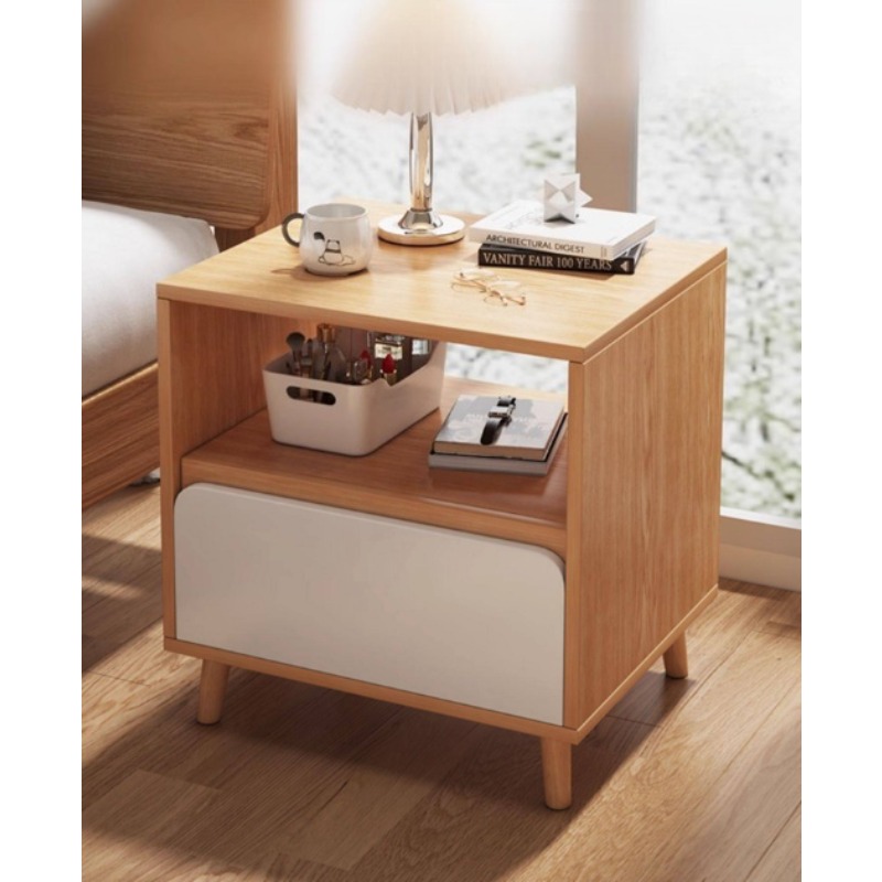 White bedside table Bedroom wi - đánh giá và giá Solid Wood Nightstand 2 Drawers