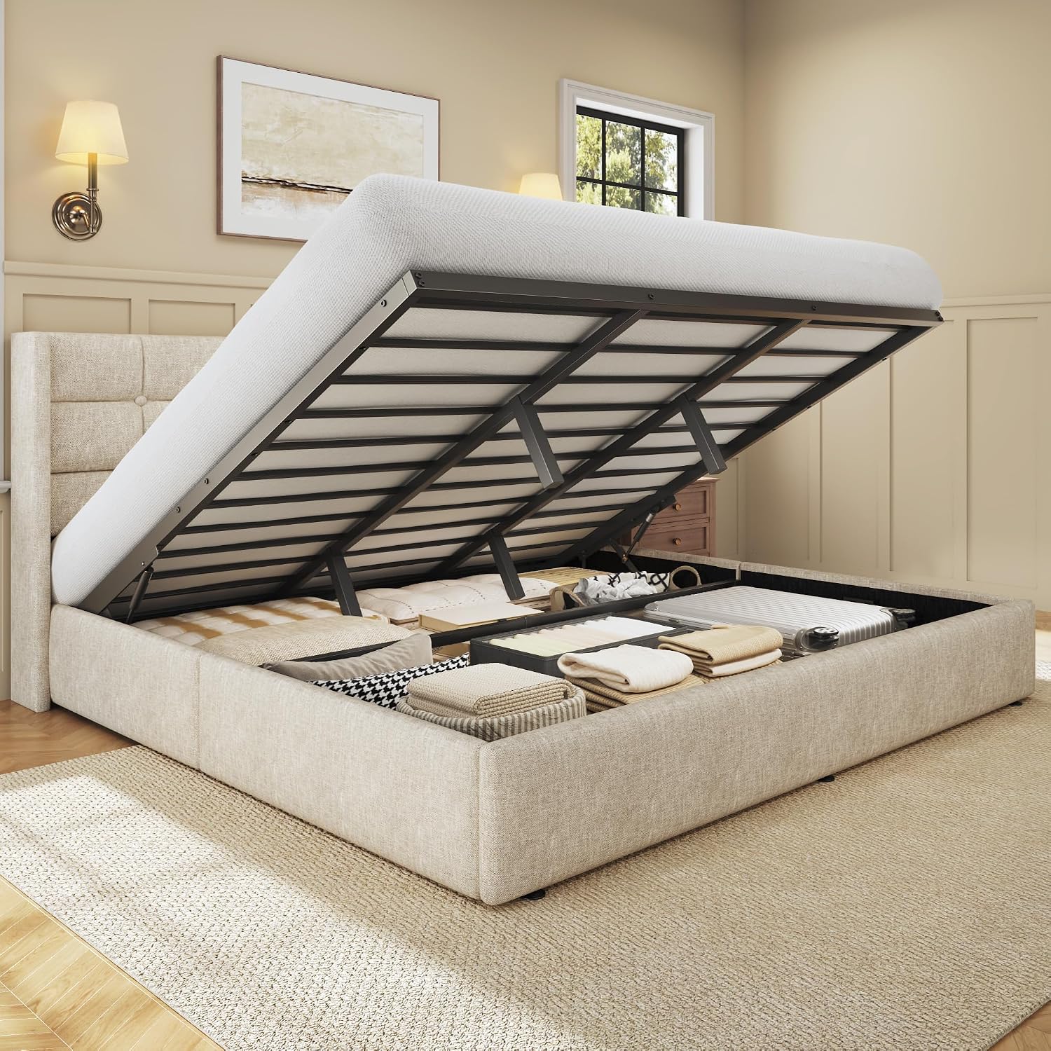 King Size Lift Storage Bed Fra - đánh giá và giá Gas Lift Storage Bed Hydraulic