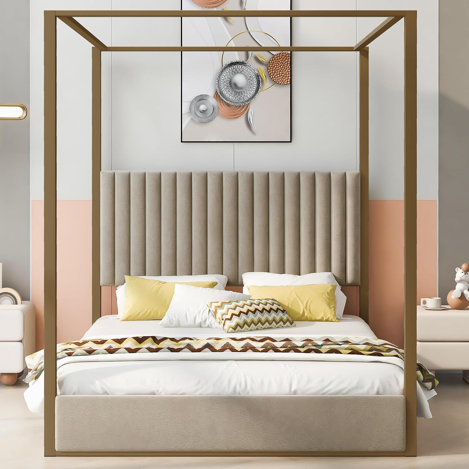 Modern Canopy Platform Bed Que - đánh giá và giá Canopy Bed Frame Metal Queen
