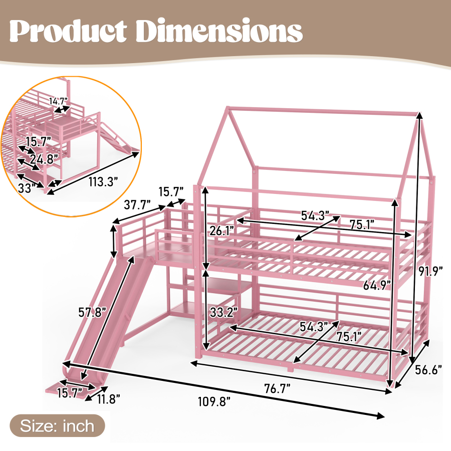 Full Metal House Bunk Bed with - đánh giá và giá Bunk Bed With Stairs And Slide