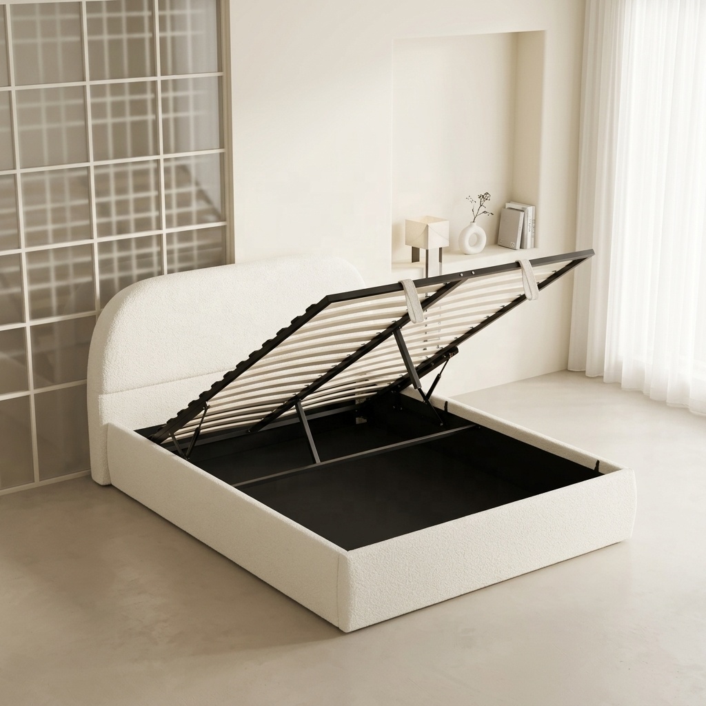^Modern Minimalism Fluffy Cott - đánh giá và giá Gas Lift Storage Bed Hydraulic