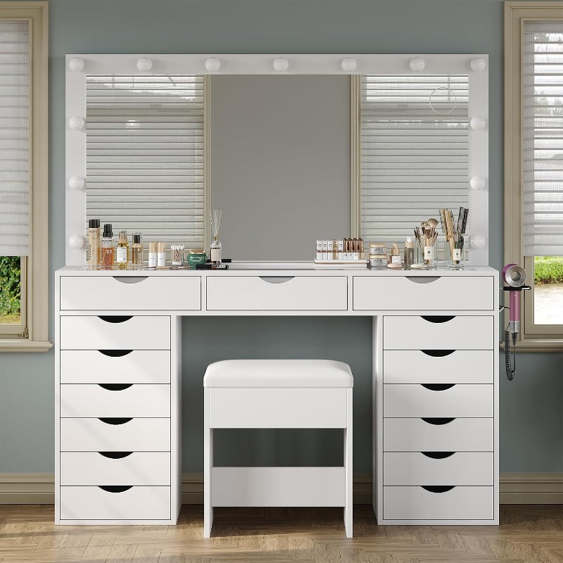 Yanosaku Vanity Desk with Mirr - đánh giá và giá Dressing Table Vanity With Lighted Mirror