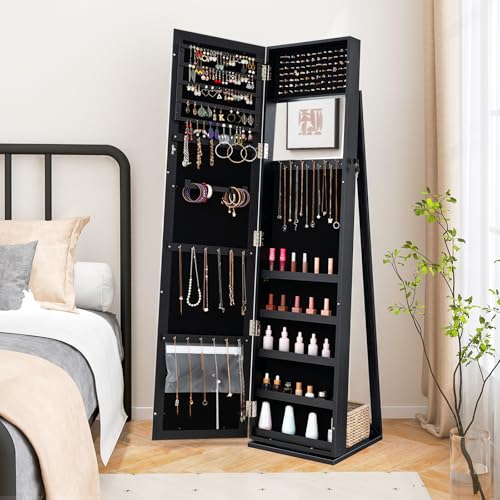 Jewelry Armoire Cabinet with 6 - đánh giá và giá Full Length Mirror Jewelry Armoire