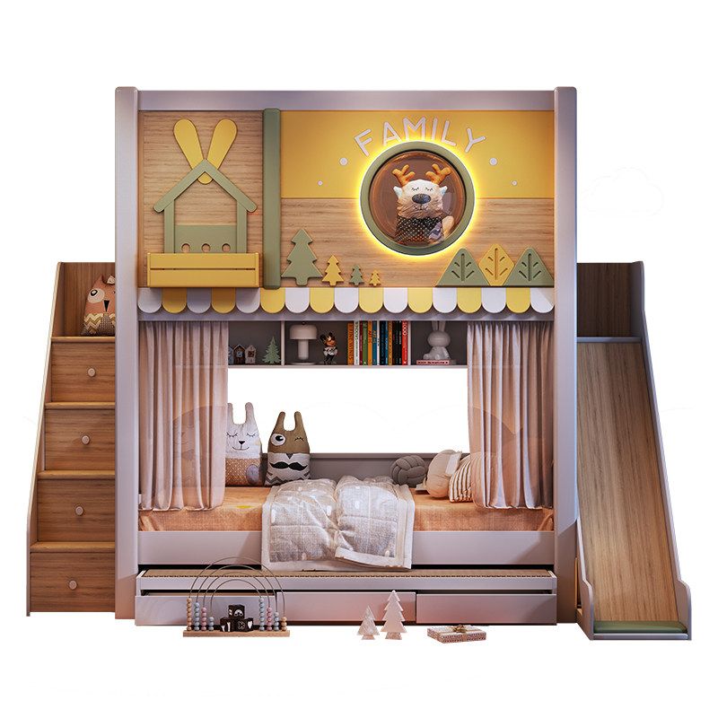 *Modern Forest Theme Kids Bunk - đánh giá và giá Bunk Bed With Stairs And Slide