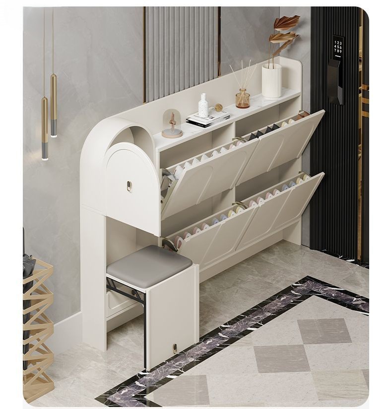 Shoe Cabinet, Modern Cream Woo - đánh giá và giá Shoe Rack Cabinet Narrow Entryway