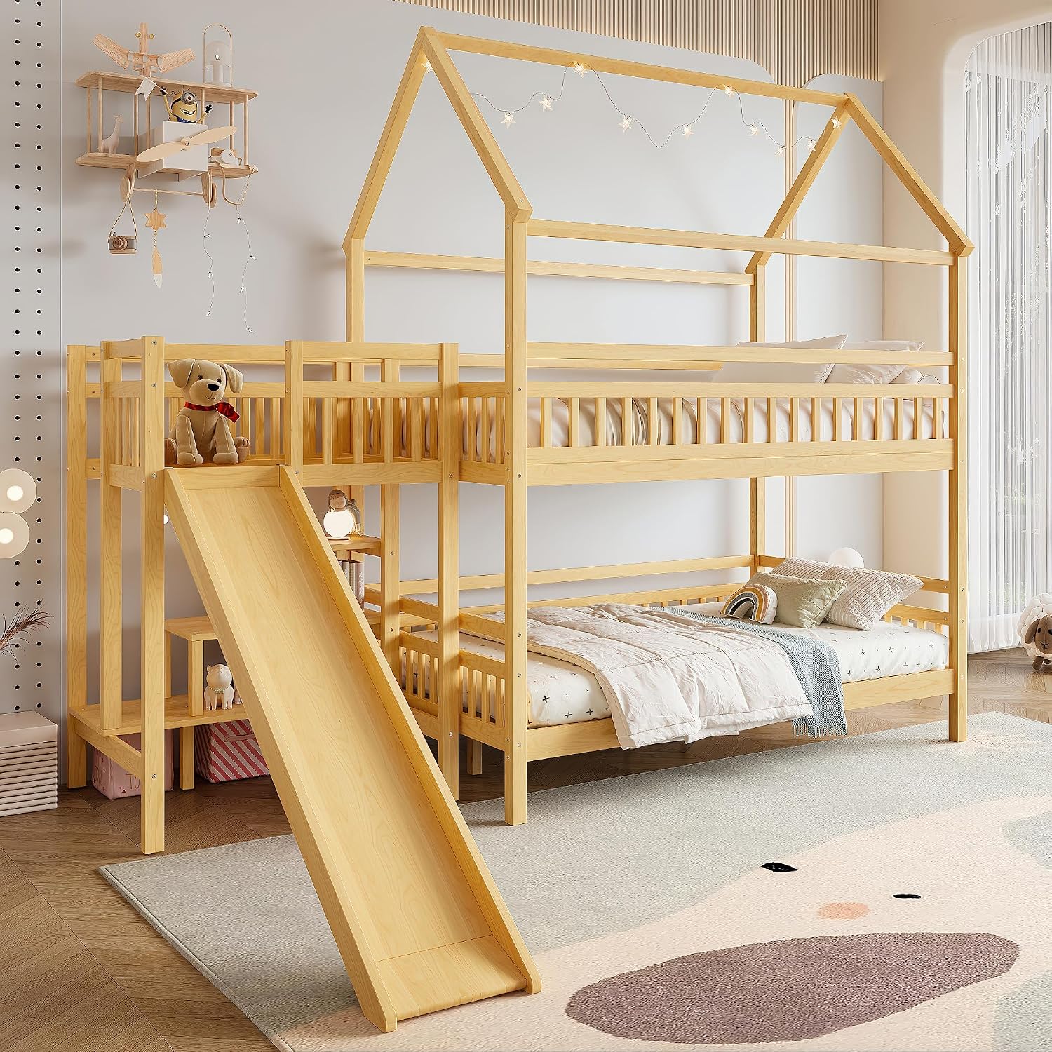 Full over Full Bunk Bed with P - đánh giá và giá Bunk Bed With Stairs And Slide