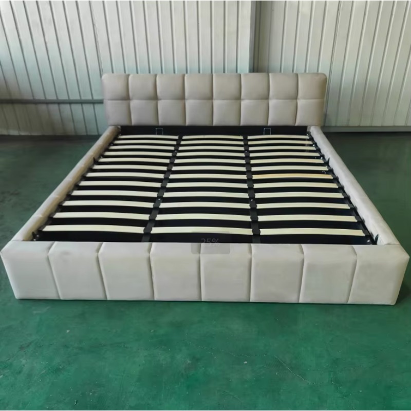 ^ Modern Tufted Soft Bed with  - đánh giá và giá Gas Lift Storage Bed Hydraulic