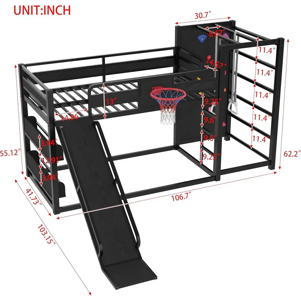 Twin Metal Bunk Bed with Baske - đánh giá và giá Bunk Bed With Stairs And Slide