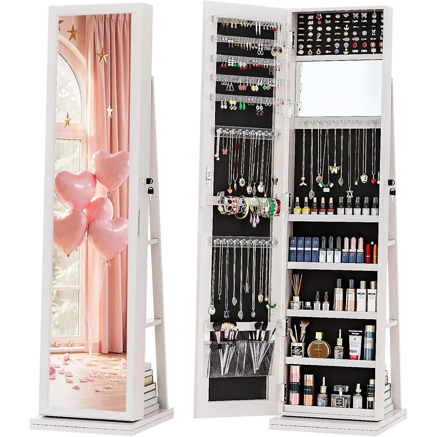 4-In-1 Jewelry Cabinet Jewelry - đánh giá và giá Full Length Mirror Jewelry Armoire