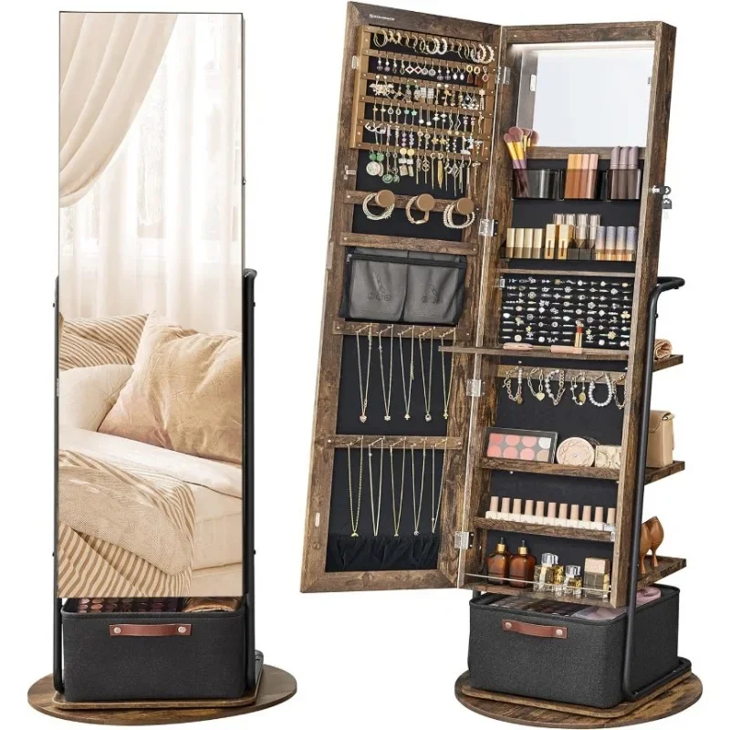 l 360° Swivel Mirrored Jewelry - đánh giá và giá Full Length Mirror Jewelry Armoire